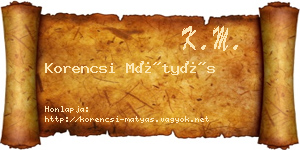 Korencsi Mátyás névjegykártya