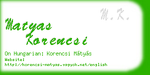 matyas korencsi business card